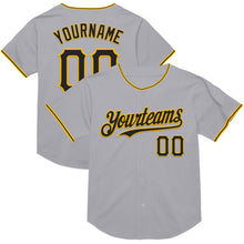 Load image into Gallery viewer, Custom Gray Black-Gold Mesh Authentic Throwback Baseball Jersey
