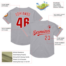 Load image into Gallery viewer, Custom Gray Red-White Mesh Authentic Throwback Baseball Jersey
