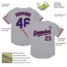 Load image into Gallery viewer, Custom Gray Royal-Red Mesh Authentic Throwback Baseball Jersey
