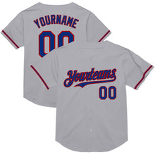 Load image into Gallery viewer, Custom Gray Royal-Red Mesh Authentic Throwback Baseball Jersey
