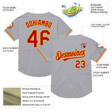 Load image into Gallery viewer, Custom Gray Red-Gold Mesh Authentic Throwback Baseball Jersey
