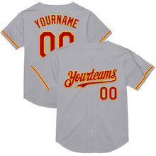 Load image into Gallery viewer, Custom Gray Red-Gold Mesh Authentic Throwback Baseball Jersey

