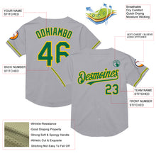 Load image into Gallery viewer, Custom Gray Kelly Green-Yellow Mesh Authentic Throwback Baseball Jersey
