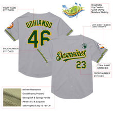 Load image into Gallery viewer, Custom Gray Green-Gold Mesh Authentic Throwback Baseball Jersey
