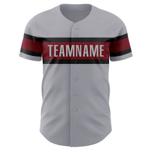 Load image into Gallery viewer, Custom Gray Crimson-Black Authentic Baseball Jersey
