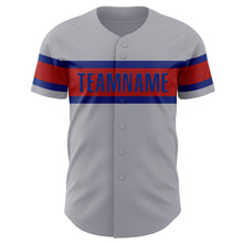 Load image into Gallery viewer, Custom Gray Royal-Red Authentic Baseball Jersey
