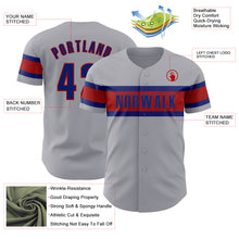 Load image into Gallery viewer, Custom Gray Royal-Red Authentic Baseball Jersey
