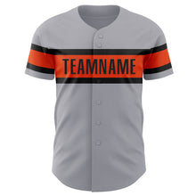Load image into Gallery viewer, Custom Gray Orange-Black Authentic Baseball Jersey
