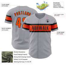Load image into Gallery viewer, Custom Gray Orange-Black Authentic Baseball Jersey
