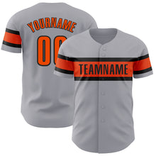 Load image into Gallery viewer, Custom Gray Orange-Black Authentic Baseball Jersey

