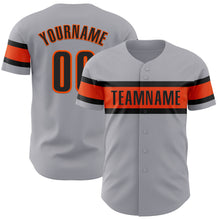 Load image into Gallery viewer, Custom Gray Black-Orange Authentic Baseball Jersey
