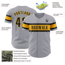 Load image into Gallery viewer, Custom Gray Black-Gold Authentic Baseball Jersey
