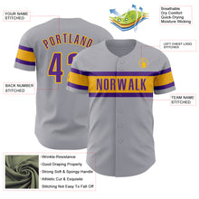 Load image into Gallery viewer, Custom Gray Purple-Gold Authentic Baseball Jersey
