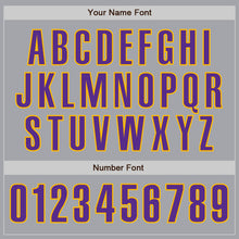 Load image into Gallery viewer, Custom Gray Purple-Gold Authentic Baseball Jersey
