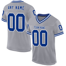 Загрузить изображение в средство просмотра галереи, Custom Gray Royal-White Mesh Authentic Throwback Football Jersey
