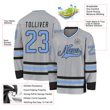 Загрузить изображение в средство просмотра галереи, Custom Gray Light Blue-Black Hockey Jersey
