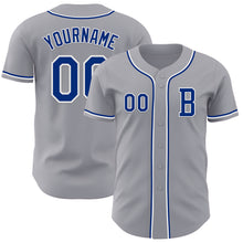 Laden Sie das Bild in den Galerie-Viewer, Custom Gray Royal-White Authentic Baseball Jersey
