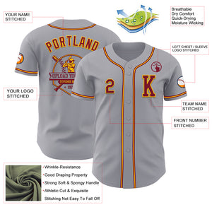 Custom Gray Crimsom-Gold Authentic Baseball Jersey