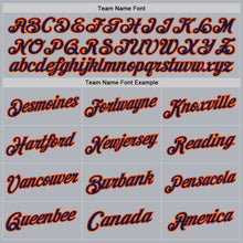 Laden Sie das Bild in den Galerie-Viewer, Custom Gray Navy-Orange Authentic Throwback Basketball Jersey
