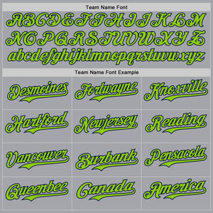 Custom Gray Neon Green-Navy Authentic Baseball Jersey