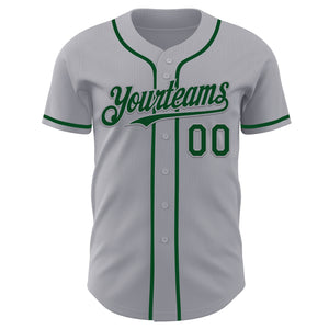 Custom Gray Green Authentic Baseball Jersey
