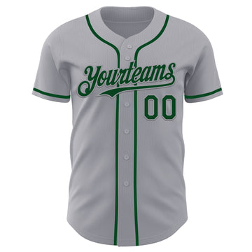 Custom Gray Green Authentic Baseball Jersey