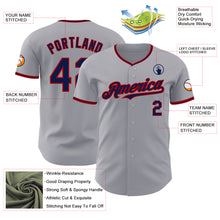 Laden Sie das Bild in den Galerie-Viewer, Custom Gray Navy-Red Authentic Baseball Jersey
