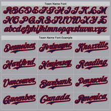 Laden Sie das Bild in den Galerie-Viewer, Custom Gray Navy-Red Authentic Baseball Jersey
