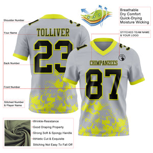 Custom Gray Black-Neon Yellow Splash Mesh Authentic Football Jersey