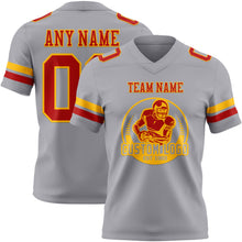 Load image into Gallery viewer, Custom Gray Red-Gold Authentic Football Jersey

