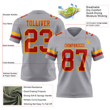 Load image into Gallery viewer, Custom Gray Red-Gold Authentic Football Jersey
