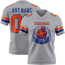 Load image into Gallery viewer, Custom Gray Orange-Royal Authentic Football Jersey

