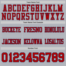 Load image into Gallery viewer, Custom Gray Red-Navy Mesh Authentic Football Jersey
