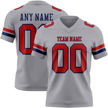 Load image into Gallery viewer, Custom Gray Red-Navy Mesh Authentic Football Jersey
