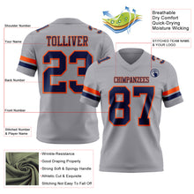 Load image into Gallery viewer, Custom Gray Navy-Orange Mesh Authentic Football Jersey
