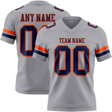 Load image into Gallery viewer, Custom Gray Navy-Orange Mesh Authentic Football Jersey
