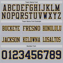 Load image into Gallery viewer, Custom Gray Navy-Gold Authentic Football Jersey
