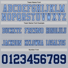 Load image into Gallery viewer, Custom Gray Navy-Light Blue Authentic Football Jersey
