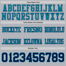 Load image into Gallery viewer, Custom Gray Navy-Teal Authentic Football Jersey
