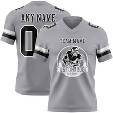 Charger l&#39;image dans la galerie, Custom Gray Black-White Mesh Authentic Football Jersey
