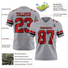 Load image into Gallery viewer, Custom Gray Red-Black Authentic Football Jersey
