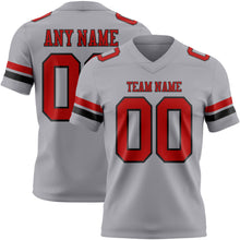 Load image into Gallery viewer, Custom Gray Red-Black Authentic Football Jersey
