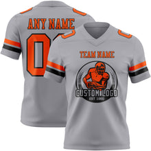 Load image into Gallery viewer, Custom Gray Orange-Black Authentic Football Jersey
