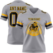 Charger l&#39;image dans la galerie, Custom Gray Black-Gold Mesh Authentic Football Jersey
