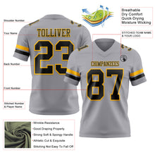 Charger l&#39;image dans la galerie, Custom Gray Black-Gold Mesh Authentic Football Jersey
