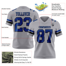 Load image into Gallery viewer, Custom Gray Royal-Black Authentic Football Jersey
