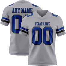Load image into Gallery viewer, Custom Gray Royal-Black Authentic Football Jersey
