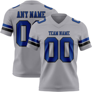 Custom Gray Royal-Black Authentic Football Jersey