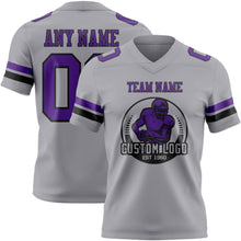 Load image into Gallery viewer, Custom Gray Purple-Black Authentic Football Jersey
