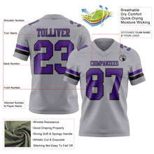 Load image into Gallery viewer, Custom Gray Purple-Black Authentic Football Jersey
